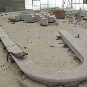 安康 芝麻白花岗岩弧形花坛石，坐凳石