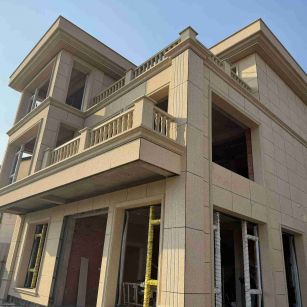 安康 黄金麻花岗岩石材荔枝面外墙干挂效果展示