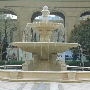 安康 黄金麻花岗岩异型加工——户外庭院石雕流水喷泉