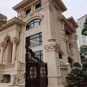 安康 黄金麻花岗岩别墅外墙干挂效果展示