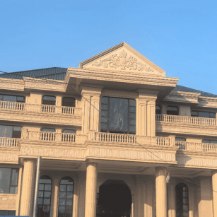 安康黄金麻别墅外墙干挂石材效果示例