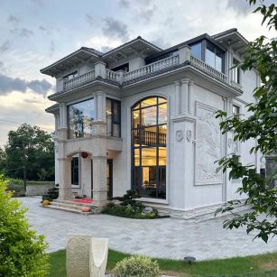 安康 白麻花岗岩私人别墅干挂石材豪华定制