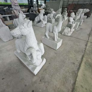 安康 芝麻白花岗岩造型立体雕刻——十二生肖