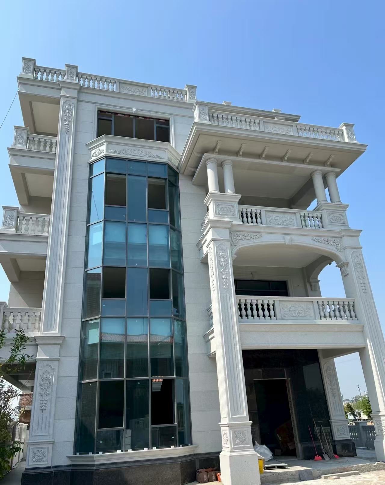 安康 白麻花岗岩别墅外墙干挂效果展示