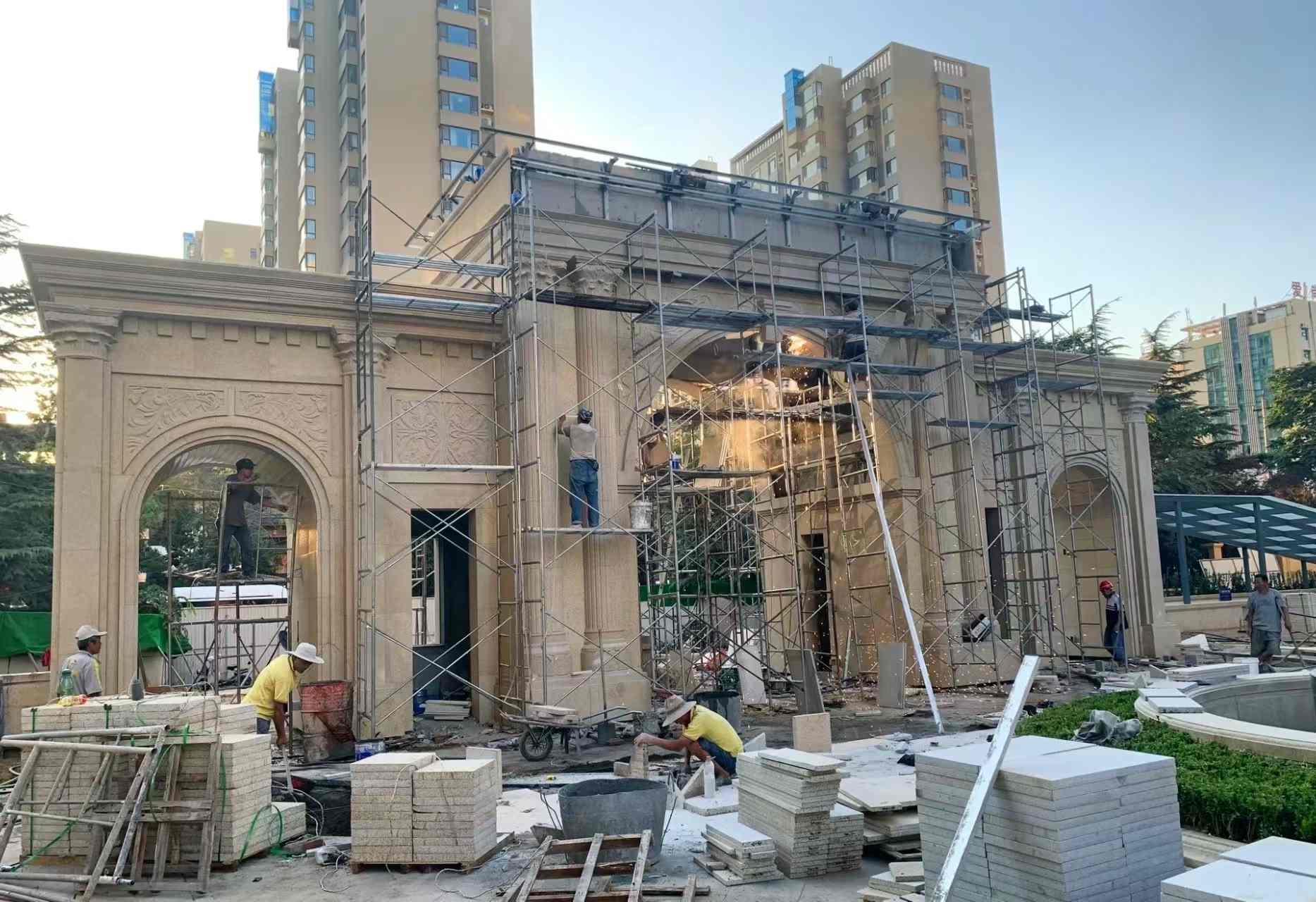 安康 黄金麻荔枝面花岗岩小区门楼外墙干挂